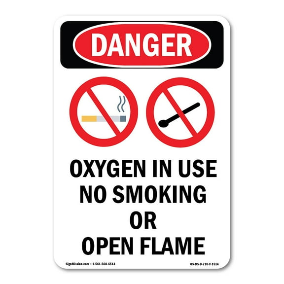OSHA Danger Sign -  Oxygen In Use No Smoking | Decal | Protect Your Business, Construction Site, Warehouse & Shop Area |  Made in The USA