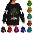 thumbnail image 5 of Cmfcve Xmas Sweatshirts for Woman Plus Size Christmas Tree Bow Comfortable Holiday Tops Solid Color Drop Shoulder Pullover Cute Apparel, 5 of 5