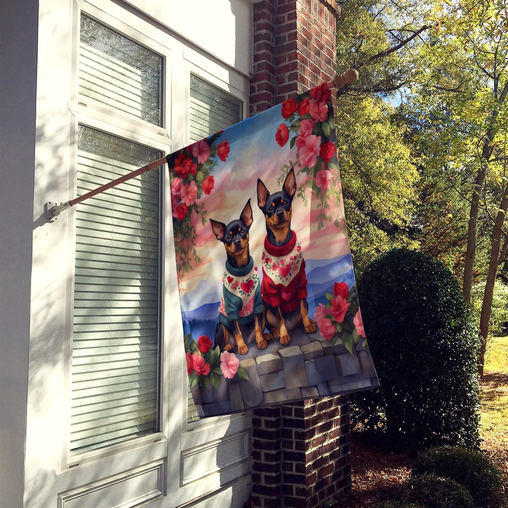 Miniature Pinscher Two Hearts House Flag 28 in x 40 in