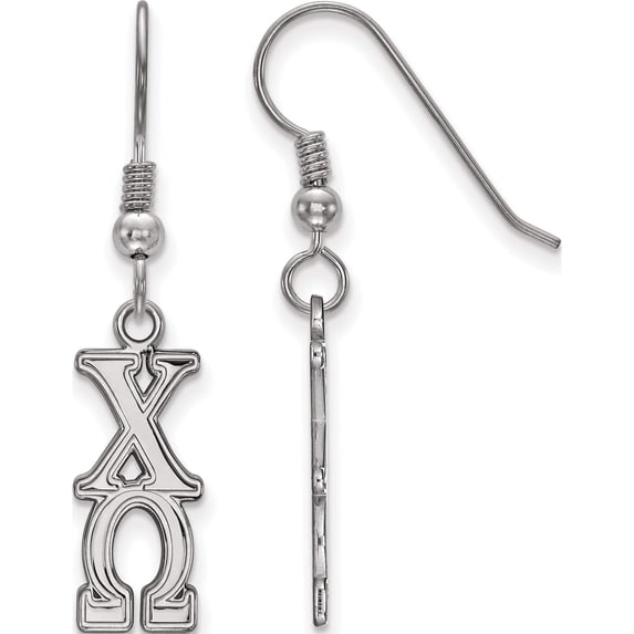 Sterling Silver Rh-Plated Logoart Chi Omega Dangle Medium Earrings (38 X 8) Made In United States ss004cho