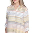 thumbnail image 4 of Alfred Dunner Womens Button Down Striped Cuffed Sleeve Top, 4 of 4