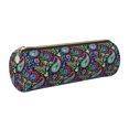 thumbnail image 1 of Disketp Watercolor Floral Paisley Estuche Organizador de Lápices de Cuero, Estuche de Oficina con Cremallera para Bolígrafo y Lápiz, 1 of 6