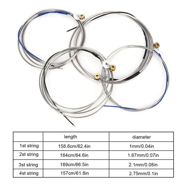 Double Bass Steel Wire String, Professional Musical Instrument Accessory Steel Material Soft Sound for Double Bass