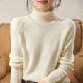 thumbnail image 6 of Lohuatrd Women Fall Winter Sweater High Collar Long Sleeve Thick Knit Soft Solid Color Long Sleeve Pullover Loose Casual Neck Lady Commute Sweater, 6 of 8