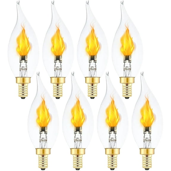 Flickering Flame Light Bulbs, E12 LED Flickering Flame Decoration Light Bulbs - More Realistic Fire Effect, Candelabra Base E12 Fire Light Bulb for Christmas Thanksgiving Indoor Outdoor Decoration