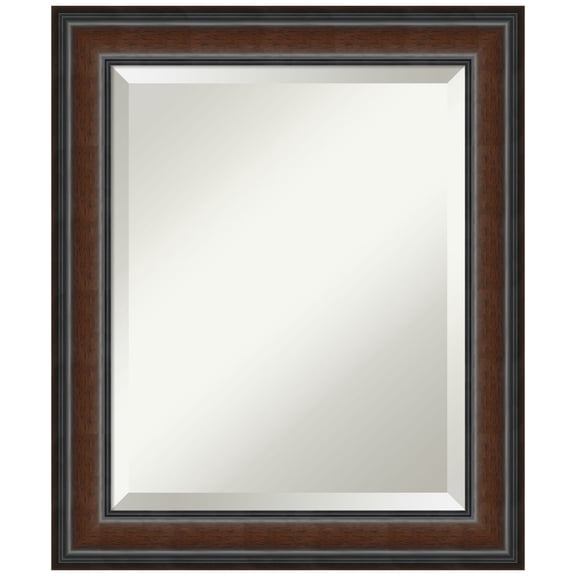 Cyprus Walnut Beveled Wood Bathroom Wall Mirror