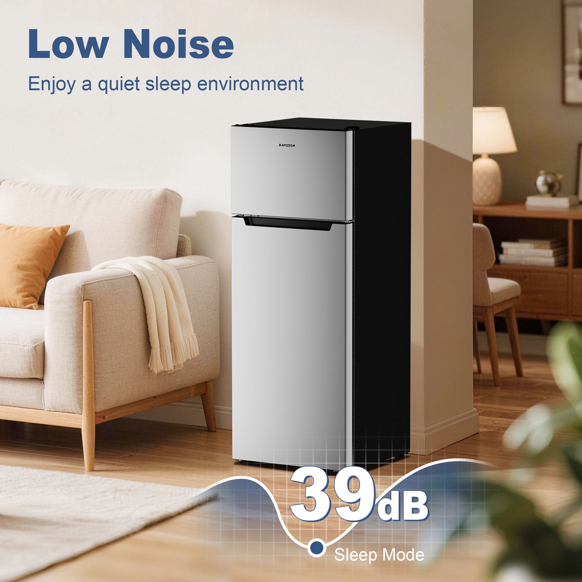 BANGSON 7.7 Cu.ft Top Freezer Refrigerator for Apartments, Energy Saving, Adjustable Thermostat, Large Capacity, Low Noise, Silver