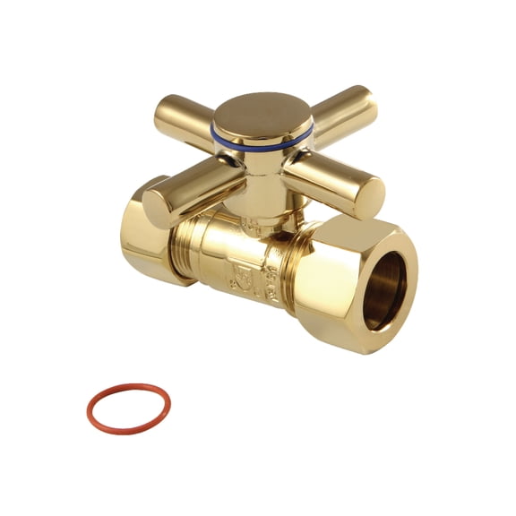 Kingston Brass CC44452DX 5/8-Inch O.D. Comp x 1/2-Inch O.D. Comp Quarter-Turn Straight Shut-Off Valve in Polished Brass