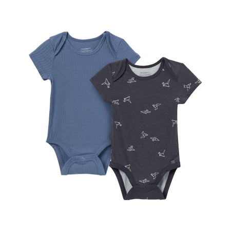 Modern Moments by Gerber Baby Neutral Super Soft Viscose Short Sleeve Bodysuits, 2-Pack, Sizes 0M-12M