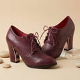 thumbnail image 2 of SACFOF Women's Chunky High Heel Oxford Pump Lace Up Wingtip Perforated Platform Vintage Brogues Dress Shoes, 2 of 6