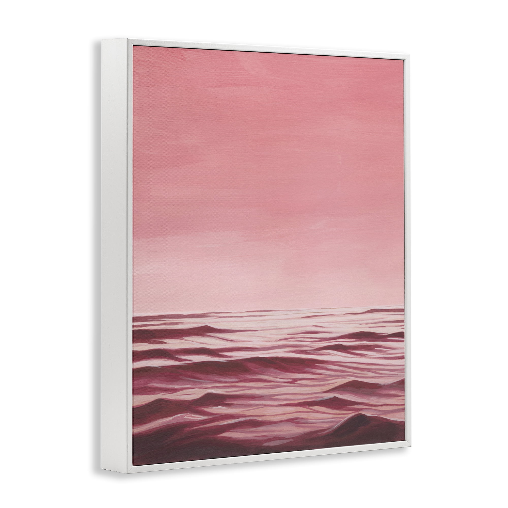 Stupell Industries Pink Ocean Ripples Coastal Painting White Framed Art Print Wall Art, 16 x 20