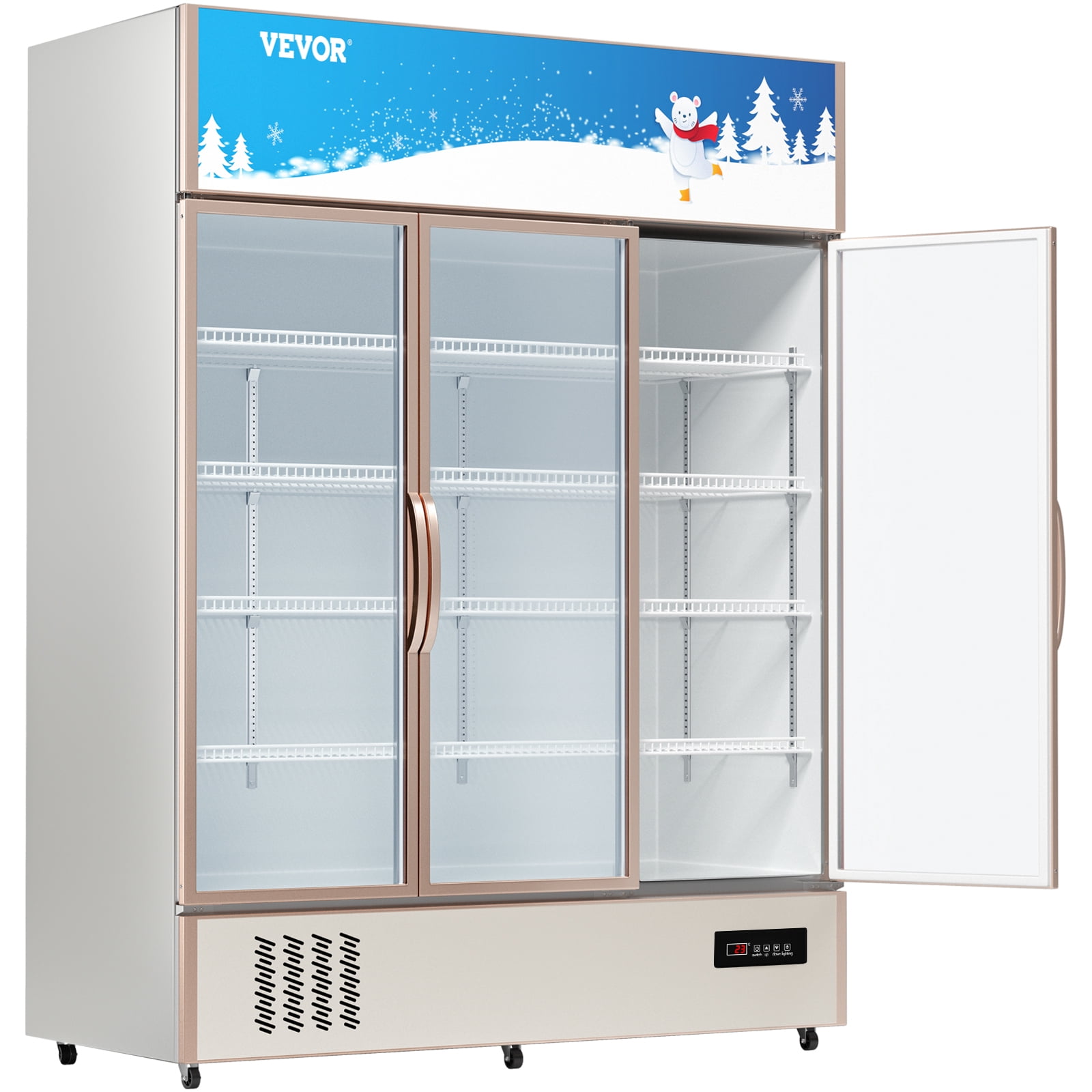 BENTISM Commercial Merchandiser Triple Glass Door Refrigerator