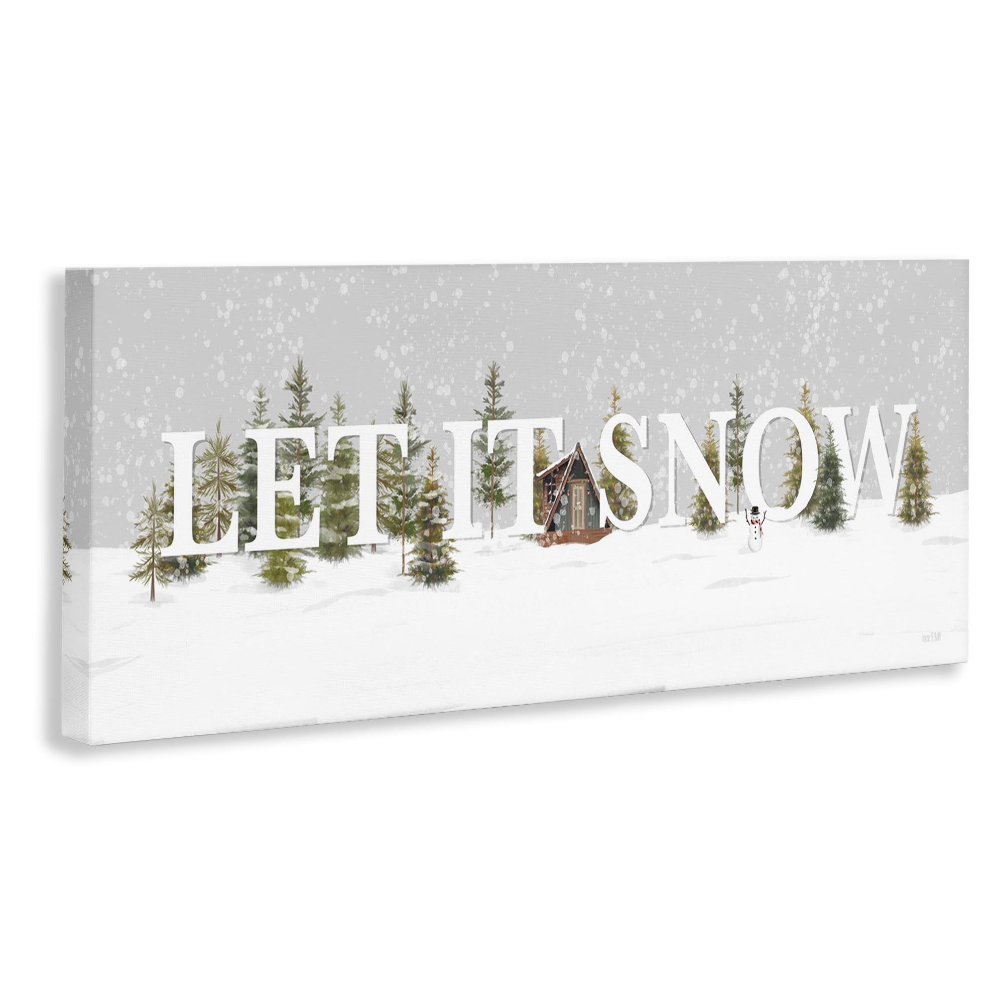 Stupell Industries Let It Snow Scene Holiday Painting Gallery Wrapped Canvas Art Print Wall Art, 40 x 17