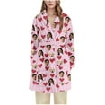 thumbnail image 6 of Wowcloth Women's Customized Flannel Robe - Heart Print Plush Fleece-Lined Hooded Long Sleepwear for Cozy Winter Nights & Home Relaxation, 6 of 6
