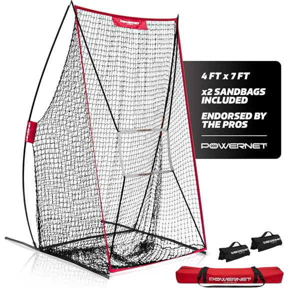 PowerNet Sideline Trainer, 7 x 4 FT Football Kicking Net for Punting Kicking Passing or Snapping, Portable Practice Equipment, Outdoor & Indoor Football Team Training Aid