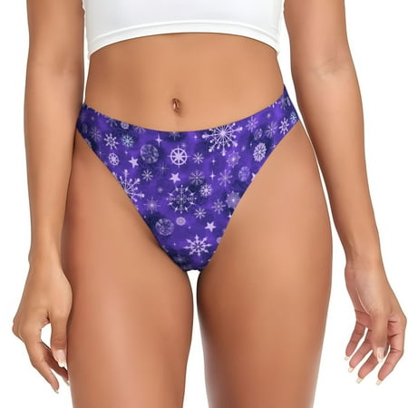 Rateoe New Year Snowflakes Pattern Seamless Women Underwear Thongs No Show Ladies Thong No Line Breathable Comfortable Panties Undies for Women-Medium