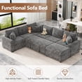 thumbnail image 3 of PAPROOS 6 Seat Sectional Chaise With a Storage Ottoman and 3 Pillows, 112.2" Sectional Sofa Pull-out Sofa Bed Sleeper with Charging Devices, U Shape Oversized Sectional Couch for Living Room, Gray, 3 of 9