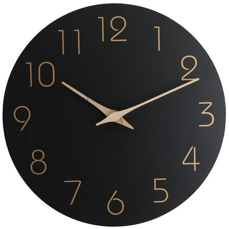 JUANCHENG Wooden 30cm Silent Wall Clock for Home Decor Large Number Modern Clock Black