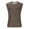 thumbnail image 4 of IYTR Summer Vest for Men Vest Solid Color Summer Sports Sleeveless Tank Tops V-Neck Workout Tank Tops Gym Button Shirts Brown XXL, 4 of 6