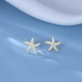thumbnail image 5 of Solid 925 Sterling Silver CZ Starfish Stud Earrings for Women Teens Beach Stud Earrings Sea Fish Earrings, 5 of 12