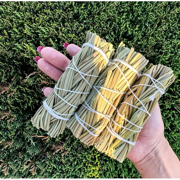 Set of 3 Sweetgrass Braid Smudging Wands, Sweetgrass Smudge for Positive Energy, Smudging Wand for Cleansing, Spiritual Sweetgrass Braid Set, Sweet Grass and Sage for Cleansing, Smudging
