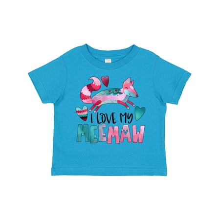 

Inktastic I Love My Meemaw Pink and Blue Fox with Hearts Boys or Girls Toddler T-Shirt