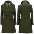 thumbnail image 4 of Cardigans on Clearance Womens Long Coat Warm Wool Lapel Trench Jacket Cardigan Long Slim Overcoat, 4 of 6