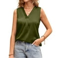 thumbnail image 4 of Camisole Tank Tops for Women V Neck Soild Color Satin Vest Shirt Fashionable Summer Y2K Going Out Basic Cami Shirt, 4 of 5