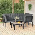 thumbnail image 1 of vidaXL 5 Piece Garden Lounge Set Black and Grey Poly Rattan, 1 of 5