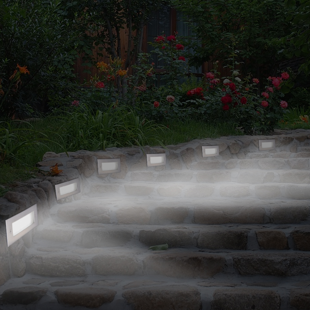 UK LED Stainless Steel Mini Brick Light Outdoor Garden Recessed Step Wall Lights