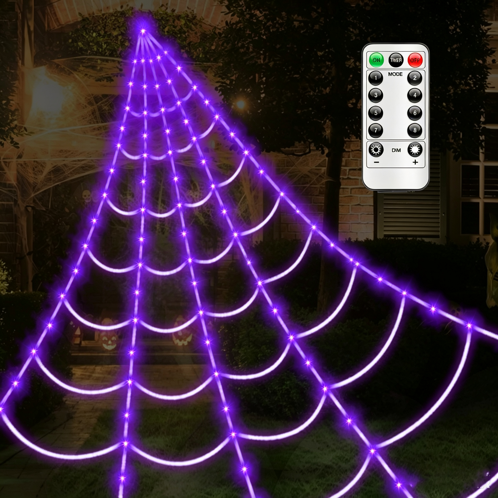 LCHUANG Large Spider Web Halloween String Lights with Remote