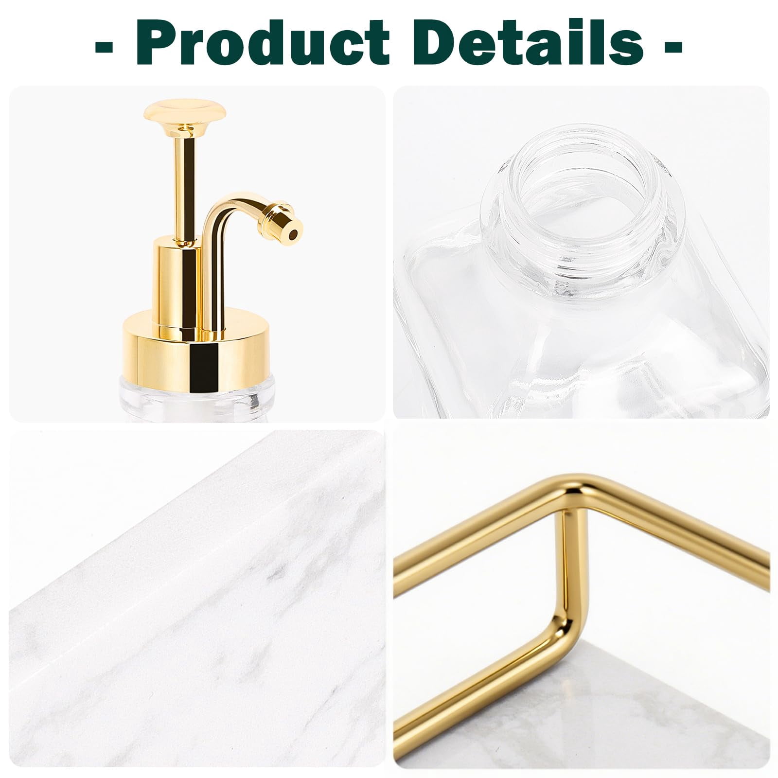 Coffee Syrup Dispenser For Bar  Clear Glass Bottles With Pump Refillable Maple Storage Station Accessories And Organizer 500ml Set Of 2 + Tray (gold)