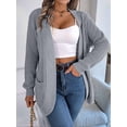 thumbnail image 4 of Womens Long Sleeve Open Front Cardigan Chunky Knit Draped Sweaters Outwear Grey L, 4 of 9