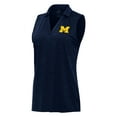 thumbnail image 2 of Women's Antigua Heather Navy Michigan Wolverines Layout Sleeveless V-Neck Polo, 2 of 3