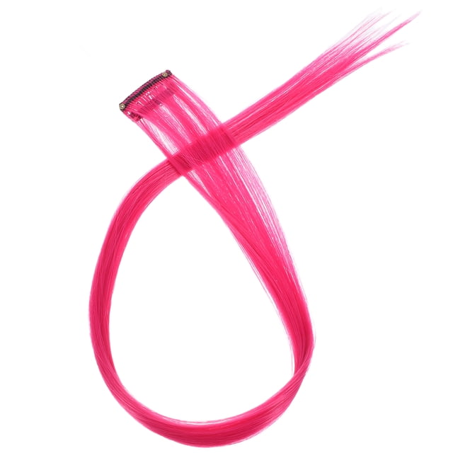 10 extensiones de cabello sintético con clip y reflejos de colores (rojo rosa)