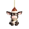 thumbnail image 1 of A Christmas Cow Acrylic Car Mirror Pendant With Reflective Surface, Festive Auto Interior Decor, Holiday Ornament For Vehicle Dashboard And Rearview Mirror - 3.15X3.15X0.39In 0.22Lb, 1 of 5