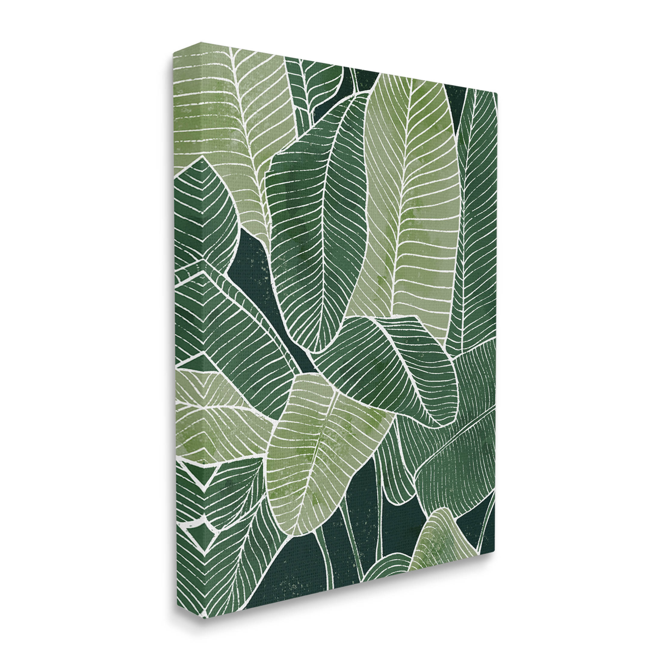 Tropical Jungle Nature Leaves Botanical & Floral Graphic Art Gallery Wrapped Canvas Print Wall Art