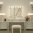 thumbnail image 6 of Keonjinn Large Hollywood Vanity Mirror with Lights, Large LED Makeup Metal Frame Mirror with 15 Replacement Bulbs, 3 Color Lights, Rectangle Wall Mount Tabletop, 23" x 18", White, 6 of 7