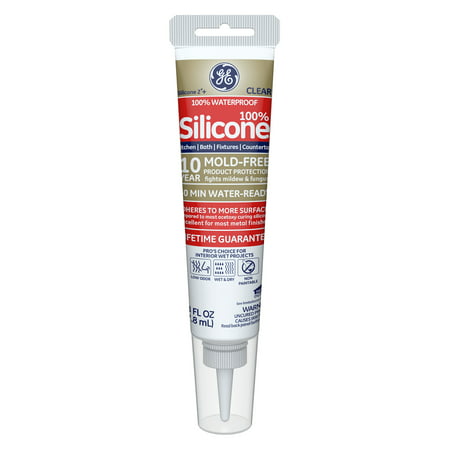 Silicone 2+ Kitchen & Bath Caulk GE284, Clear, (Best Waterproof Bathroom Sealant)