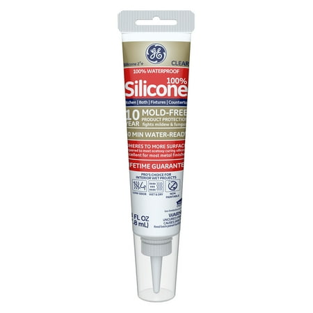 Silicone 2+ Kitchen & Bath Caulk GE284, Clear, (Best Clear Silicone Caulk For Shower)