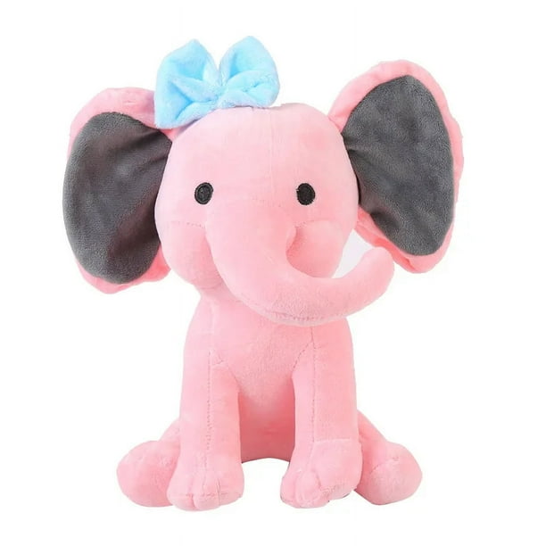 Elefante de peluche rosa y gris de 23 cm para dormir, ideal para niños, regalos de cumpleaños y vacaciones.