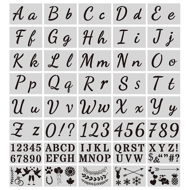 Juego de plantillas de letras bonitas BEMS-40 Uds. Compatible con niños - plantilla artística de plástico reutilizable