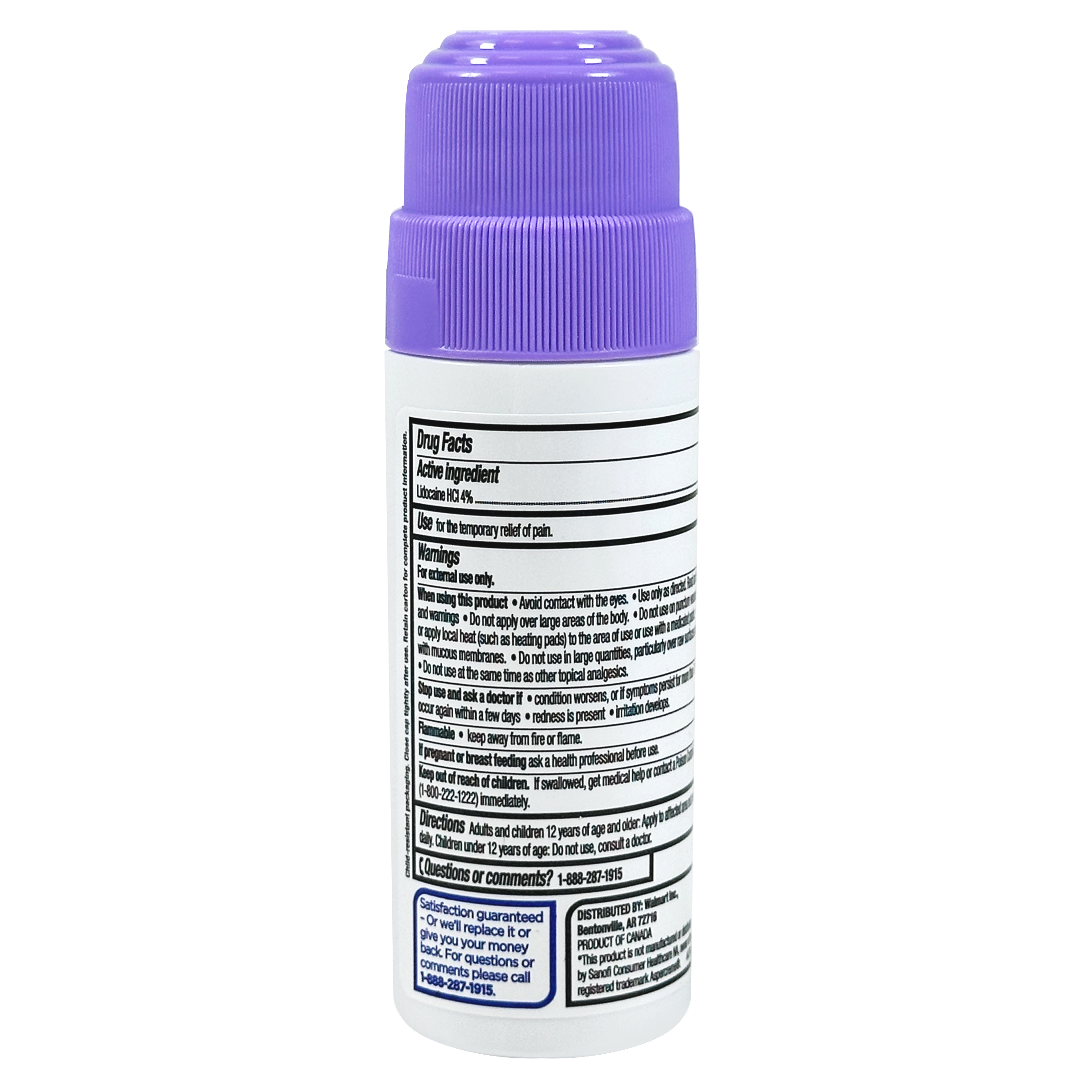 Roll-On Líquido de Alivio del Dolor con Lidocaína 4% y Aceite Esencial de Lavanda, Aroma de Lavanda Calmante, Alivio de Acción Rápida, comparable al ingrediente activo de Aspercreme®, 2.5 fl oz 2