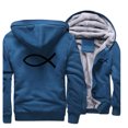 thumbnail image 3 of Sudadera gruesa de invierno 2024 para hombre, sudadera con capucha cristiana con diseño de pez Jesús, chaqueta con cremallera de marca, abrigo grueso de forro polar cálido, ropa de calle informal, 3 of 5