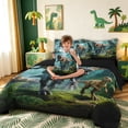 thumbnail image 3 of meiyoeat Forest Dino King Bedding for Boys Men, Farmhouse Animal King Bed in a Bag, Green, Black Reversible, 7-Piece, 3 of 5