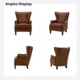 thumbnail image 6 of Traditional Genuine Leather Accent Chairs with Nailhead Trim Tufted Armchairs Set of 2 for Living Room Brown, 6 of 7