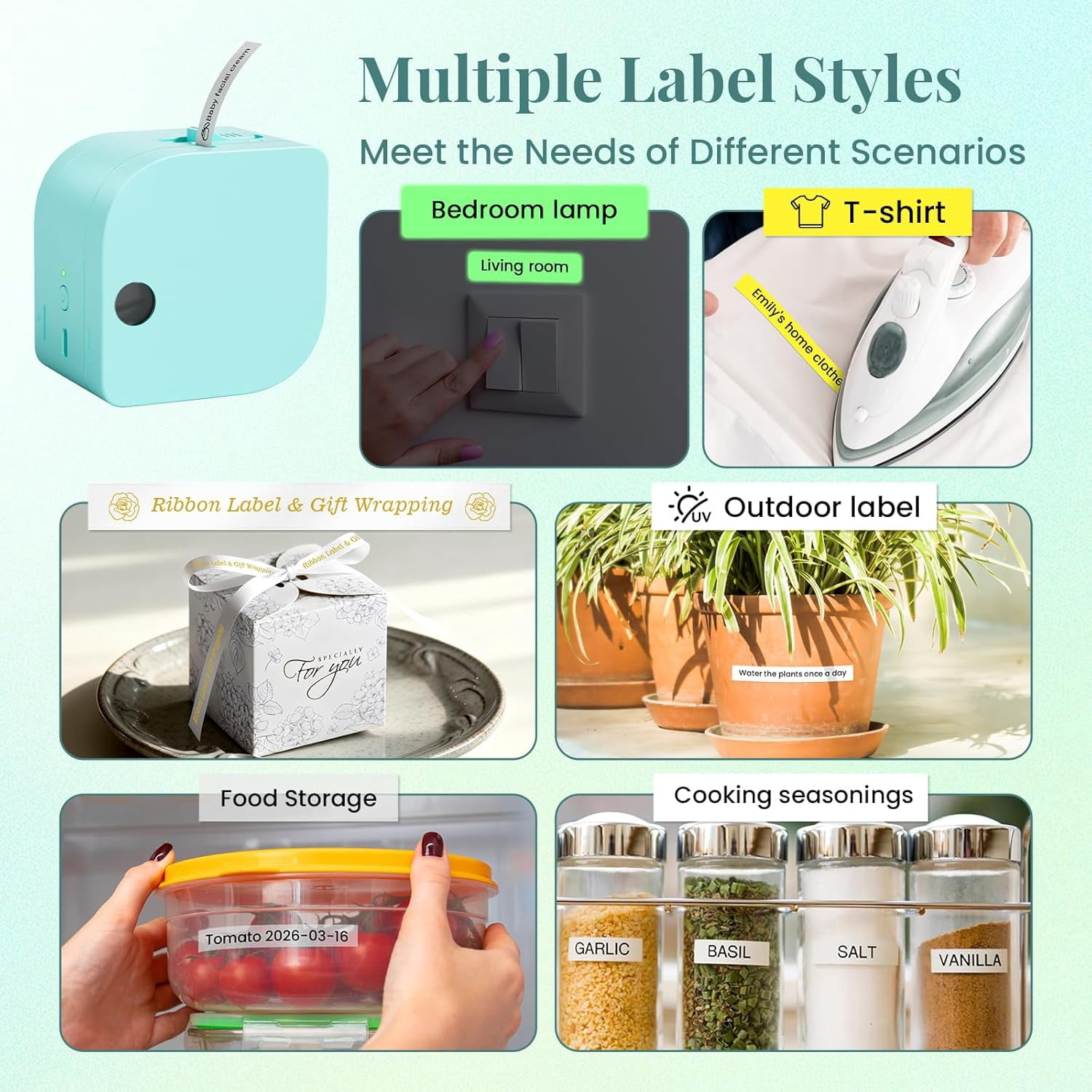 Label Maker Machine with Tape, P12 Bluetooth Mini Label Makers Thermal Transfer Ribbon Printer Machine with Typewriters Templates for Home, School, Clothes, Gift Wrapping, Office, Green