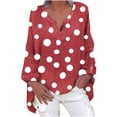 thumbnail image 2 of Kayannuo Womens Long Sleeve Tops Long Sleeve V-Neck Floral Print Polka Dot Fall Blouses for Women Woman Fashion s Wave Point Comfortable Leisure Loose Color Blocking Tops Blouse, 2 of 6
