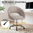 thumbnail image 5 of ATHOPE Vanity Chair, Fleece Office Chair with Gold Wheels, Comfy Home Office Desk Chair for Girls, Swivel Make Up Chair, Nail Tech Chair for Bedroom, Small Space, Khaki, 5 of 7