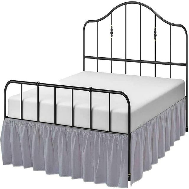 YOPTOP Cottington Lane Ruffled Bed Skirt- Microfiber- White Queen 16 Inch Drop Split Corner Bed Skirt With Platform,silvergrey,King